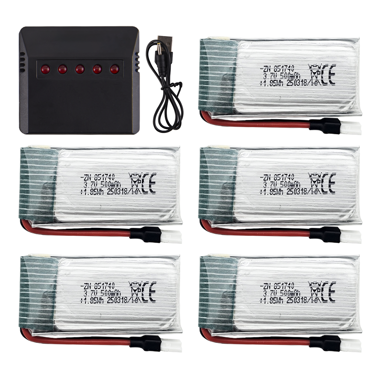 5Pcs 3.7V 500mAh LiPo Batterie - огляд і ціна Drone Battery Adapter